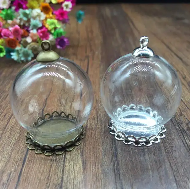 50sets/lot 30mm Glass globes silver plated double lace setting base 8mm cap glass vials pendant DIY glass necklace pendant dome
50sets/lot 30mm Glass globes silver plated double lace setting base 8mm cap glass vials pendant DIY glass necklace pendant dome