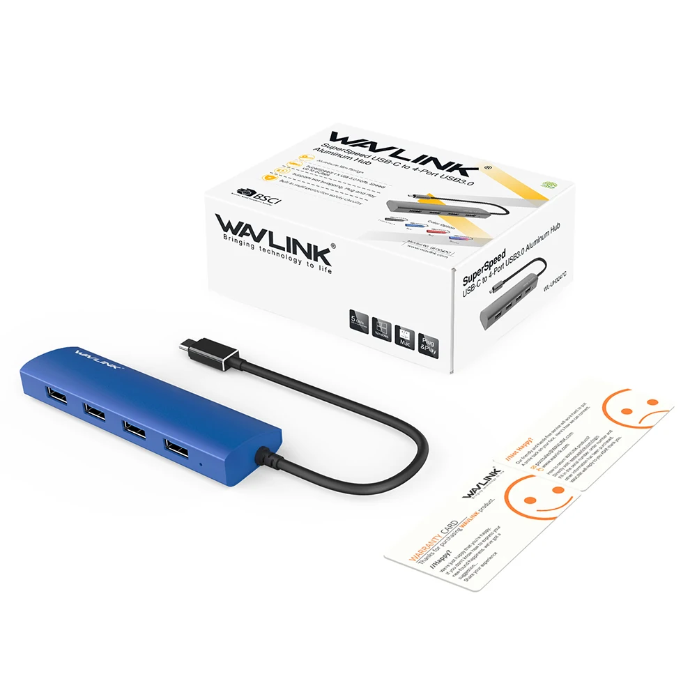 Wavlink USB 3.1 Type C Hub 4-Port USB 3.0 Hub Adapter Aluminum Body Type-C Hub for Macbook, Chromebook Pixel USB-C devices
Wavlink USB 3.1 Type C Hub 4-Port USB 3.0 Hub Adapter Aluminum Body Type-C Hub for Macbook, Chromebook Pixel USB-C devices