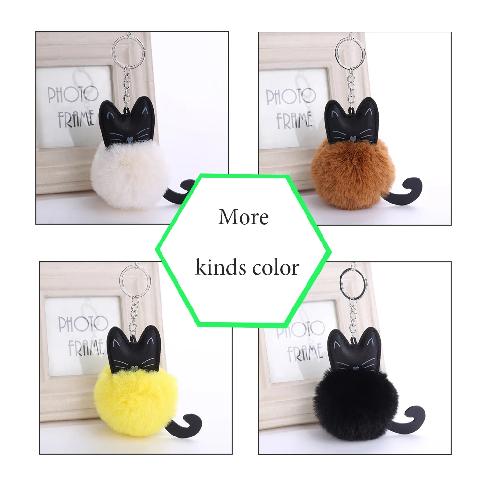 Cat Keychain Pompon Key chain Fluffy Artificial Rabbit Fur Ball Key Rings Women Bag Car Charm Pendant pom pom holder Porte clef
Cat Keychain Pompon Key chain Fluffy Artificial Rabbit Fur Ball Key Rings Women Bag Car Charm Pendant pom pom holder Porte clef