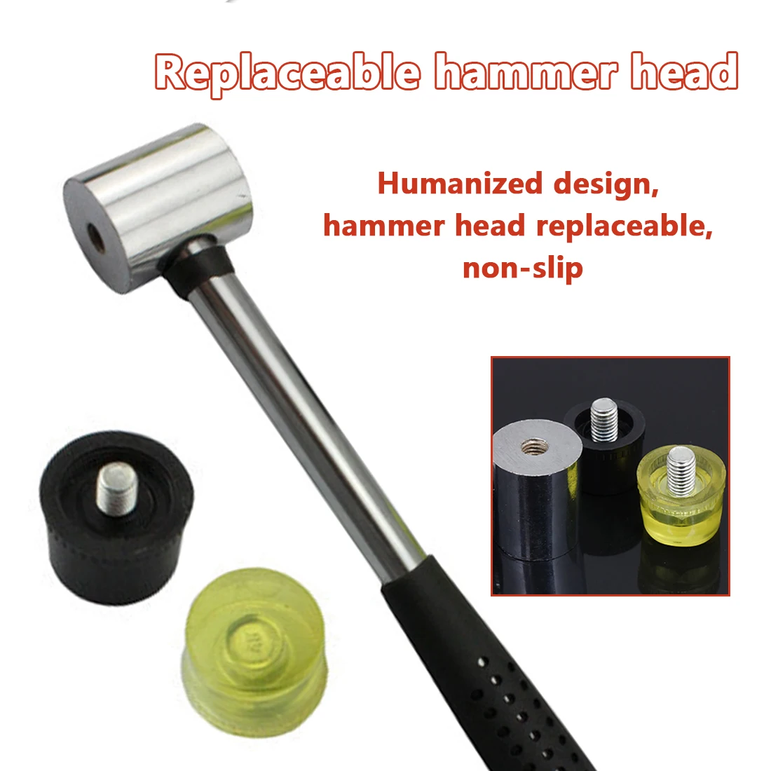 10" Length 25MM Double Face Soft Touch Hammer Black Plastic Coated Grip Double Head Rubber Hammer Handheld Tool Leather DIY Tool
10" Length 25MM Double Face Soft Touch Hammer Black Plastic Coated Grip Double Head Rubber Hammer Handheld Tool Leather DIY Tool