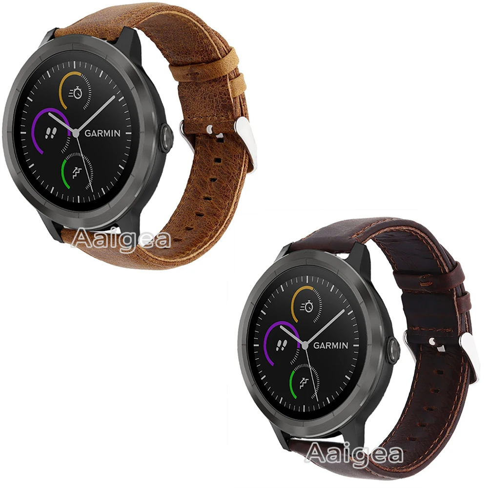 Ремешок из натуральной кожи для смарт часов Garmin Vivoactive 3 20 мм|Смарт-аксессуары| |