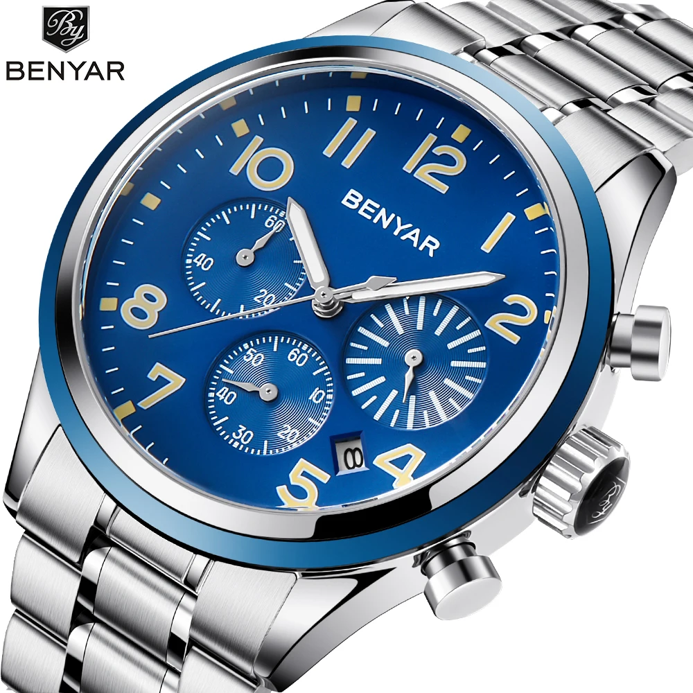 Top Brand Luxury New BENYAR Fashion Chronograph Sport Mens Watches Military Quartz Watch Clock Relogio Masculino Reloj Hombre
Top Brand Luxury New BENYAR Fashion Chronograph Sport Mens Watches Military Quartz Watch Clock Relogio Masculino Reloj Hombre