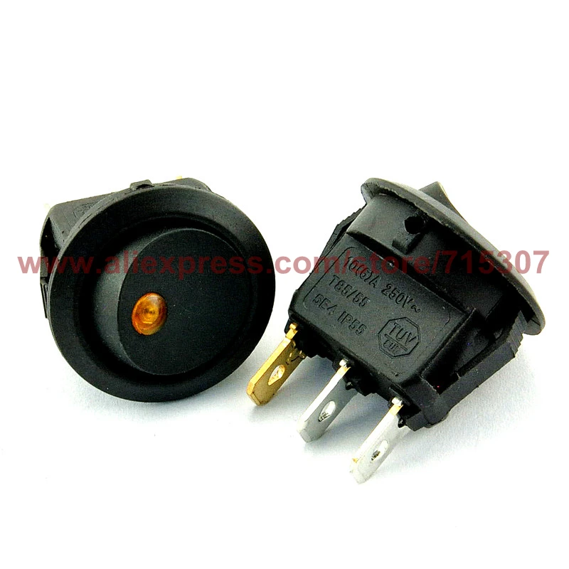 Перекачивающийся переключатель для лодки PHISCALE 5 шт. SPST 6A 250VAC 3pin с желтым