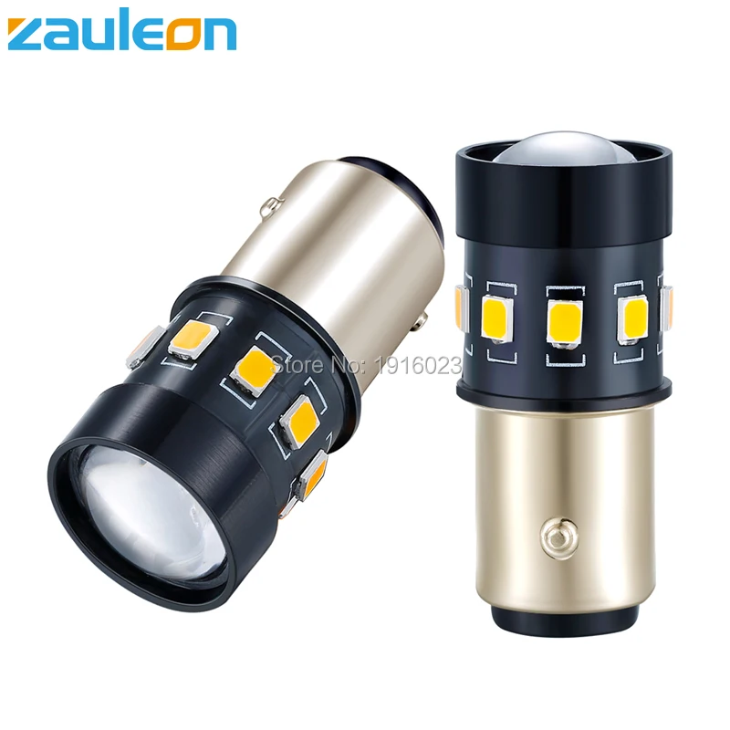 Zauleon 2 шт. 1157 P21/5 Вт BAY15D LED Янтарный Желтый 400 люменов для лампы указателя поворота