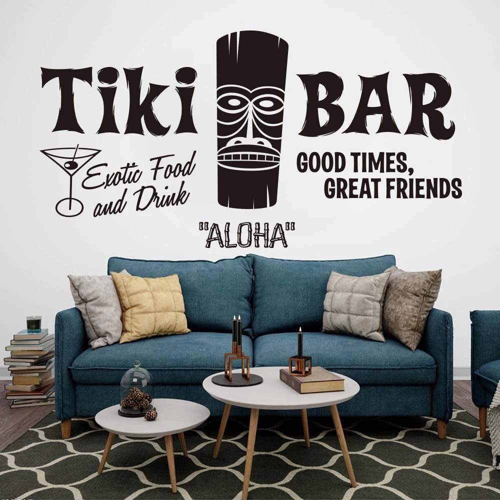 Tiki Bar Hawaiian Window Wall Sticker Hawaii Aloha Totem Summer Beach Inspirational Quote Decal Vinyl Home Decor | Дом и сад
