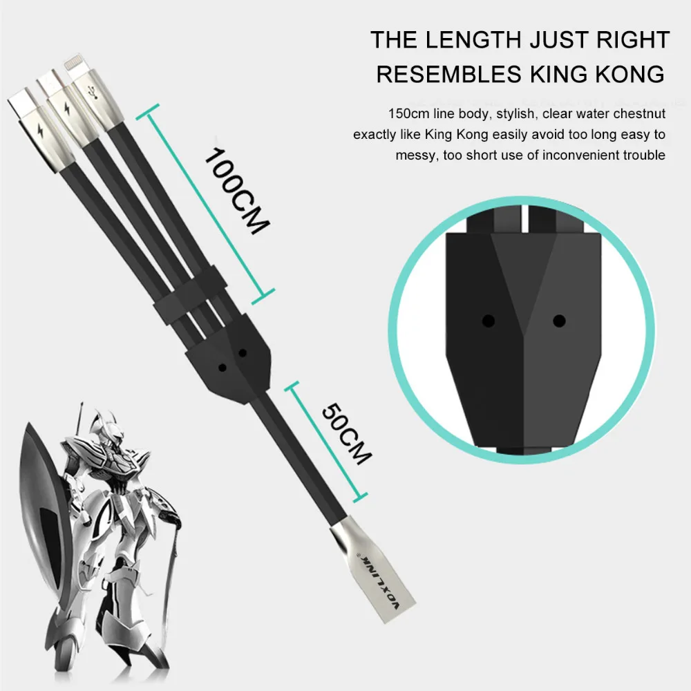 VOXLINK Micro USB Fast Charger Cable with 3 in 1 2 in 1 Data Sync Charging Type C Android Phone Cables For iPhone 7 Plus Samsung 
VOXLINK Micro USB Fast Charger Cable with 3 in 1 2 in 1 Data Sync Charging Type C Android Phone Cables For iPhone 7 Plus Samsung