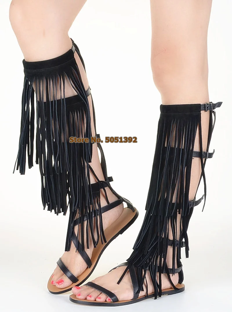 Women Flat Sandals Summer Mid-calg Boots Long Fringe Open Toe Side Cut-Out Buckle Leg Strap Fashion Gladiator Tassel Boots Plus
Women Flat Sandals Summer Mid-calg Boots Long Fringe Open Toe Side Cut-Out Buckle Leg Strap Fashion Gladiator Tassel Boots Plus