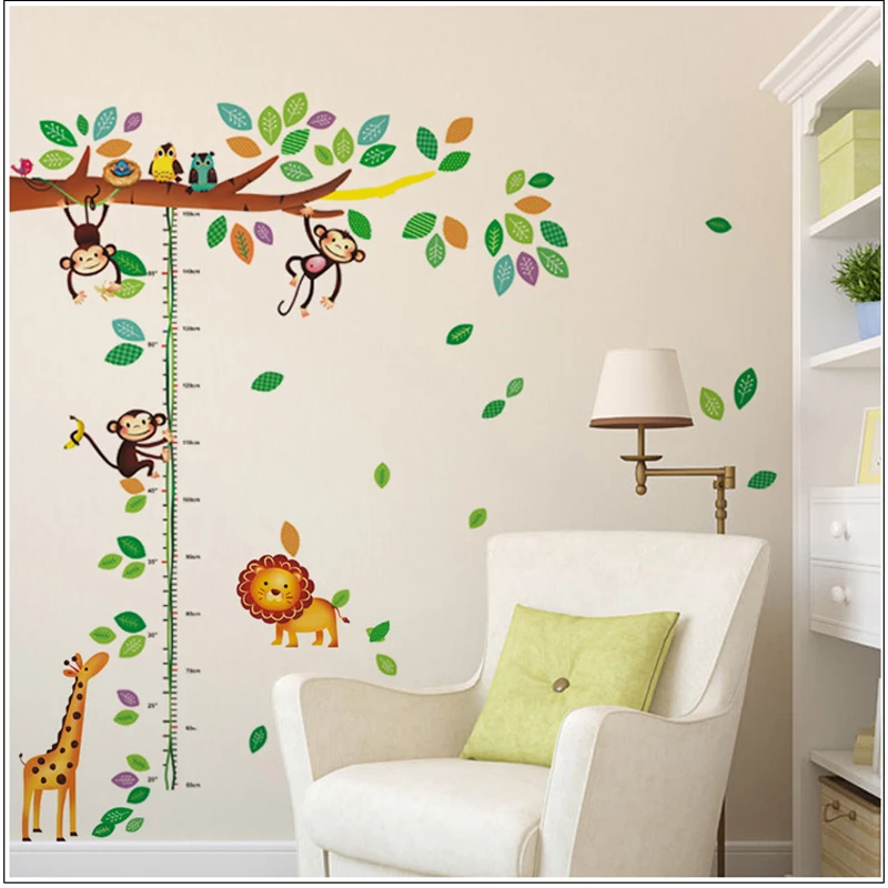 

Cartoon Giraffe Monkey Trees height Wall Sticker Baby Room Children Bedroom Wall Stickers Home Decor Wall Art Sticker