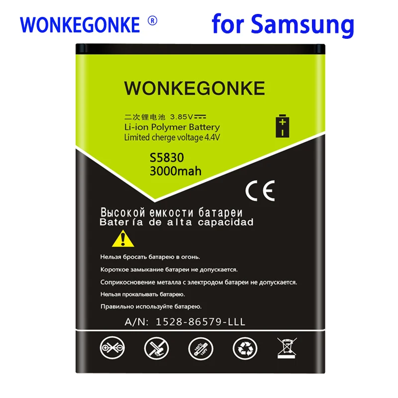 WONKEGONKE 3000mah EB464358VU battery For Samsung Galaxy Y Duos S6102 Mini 2 S6500 S6802 Galaxy Ace Plus S7500 S7508
WONKEGONKE 3000mah EB464358VU battery For Samsung Galaxy Y Duos S6102 Mini 2 S6500 S6802 Galaxy Ace Plus S7500 S7508
