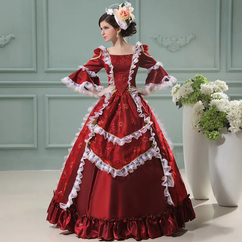 2018 Marie Antoinette Princess Period Party Dress Wine Red Floral Printed Renaissance Court Lace Princess Ball Gowns For Women
2018 Marie Antoinette Princess Period Party Dress Wine Red Floral Printed Renaissance Court Lace Princess Ball Gowns For Women