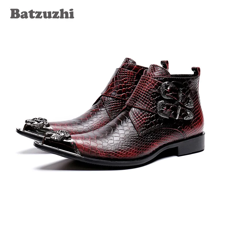 Batzuzhi Korean Type Fashion Men Boots botas hombre Leather Dress Boots Pointed Metal Tip Wine Red Party and Wedding Boots Men
Batzuzhi Korean Type Fashion Men Boots botas hombre Leather Dress Boots Pointed Metal Tip Wine Red Party and Wedding Boots Men