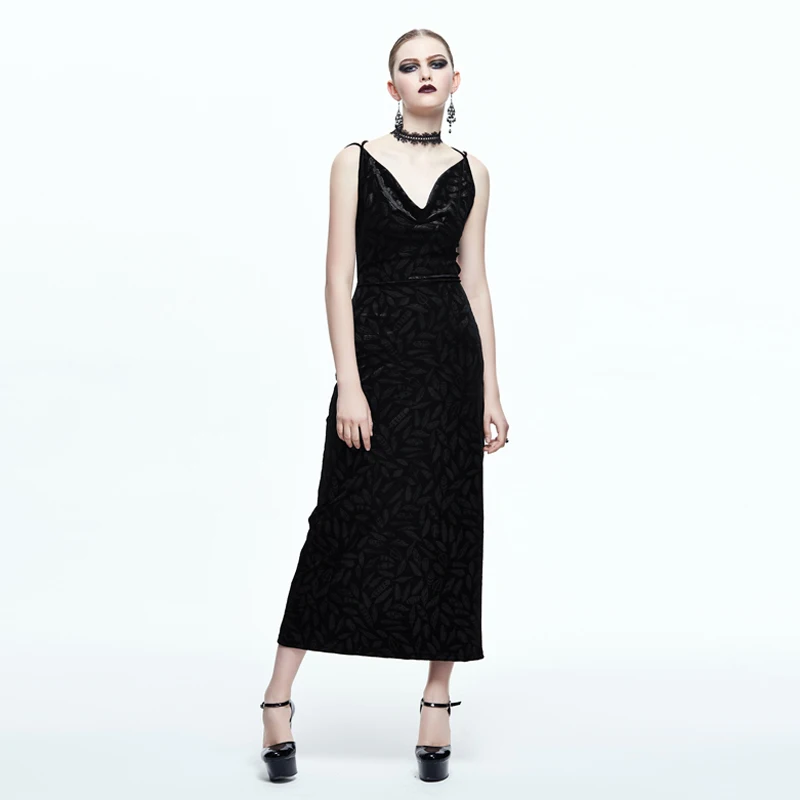 Devil Fashion Steampunk Women Sexy Backless Long Dress Gothic Black Party Velour Dress with Feather Pattern
Devil Fashion Steampunk Women Sexy Backless Long Dress Gothic Black Party Velour Dress with Feather Pattern