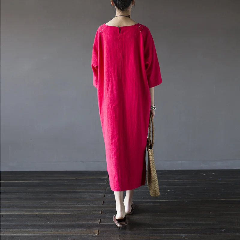 SCUWLINEN 2020 Summer Dress Handmade Embroidery Three Quarter Plus Size Asymmetric Ramie One-piece Dress Vestido X01729
SCUWLINEN 2020 Summer Dress Handmade Embroidery Three Quarter Plus Size Asymmetric Ramie One-piece Dress Vestido X01729