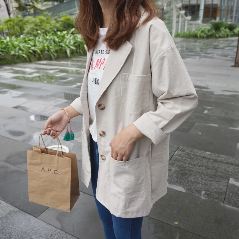 new style retro European and American style casual suit collar long cotton and linen all-match suit jacket coat Blazers
new style retro European and American style casual suit collar long cotton and linen all-match suit jacket coat Blazers