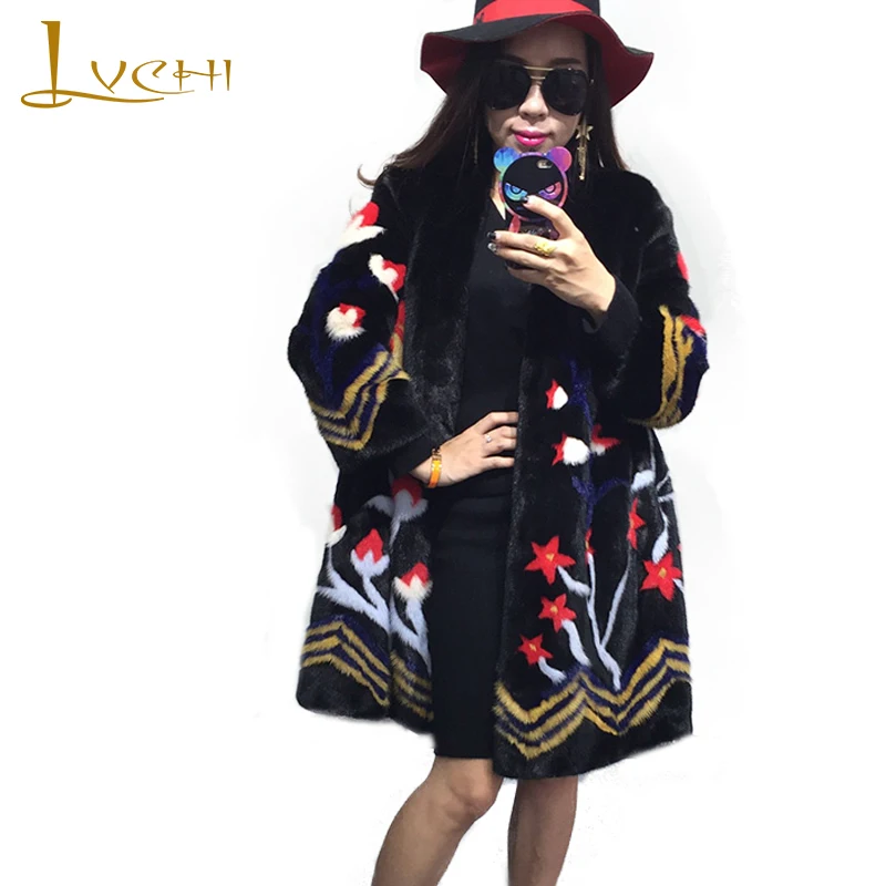 LVCHI Winter 2019 Import Real Mink Fur Coats Natural Print Flower Mink Fur Coat Women's V-Neck Medium Loss Slim Causal Fur Coats
LVCHI Winter 2019 Import Real Mink Fur Coats Natural Print Flower Mink Fur Coat Women's V-Neck Medium Loss Slim Causal Fur Coats