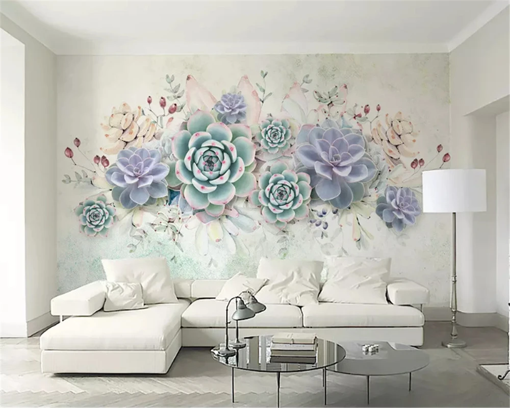 beibehang Custom fashion silky wallpaper fresh succulents watercolor style 3d stereo TV background wall papers home decor behang
beibehang Custom fashion silky wallpaper fresh succulents watercolor style 3d stereo TV background wall papers home decor behang