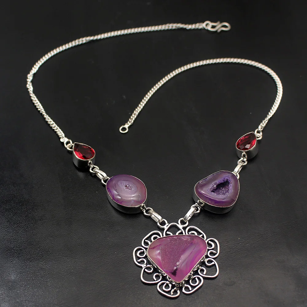 Natural Charm Drusy Red Topaz925 Sterling Silver Color Beautiful Women Party Necklaces 19.5 Inch TF464
Natural Charm Drusy Red Topaz925 Sterling Silver Color Beautiful Women Party Necklaces 19.5 Inch TF464