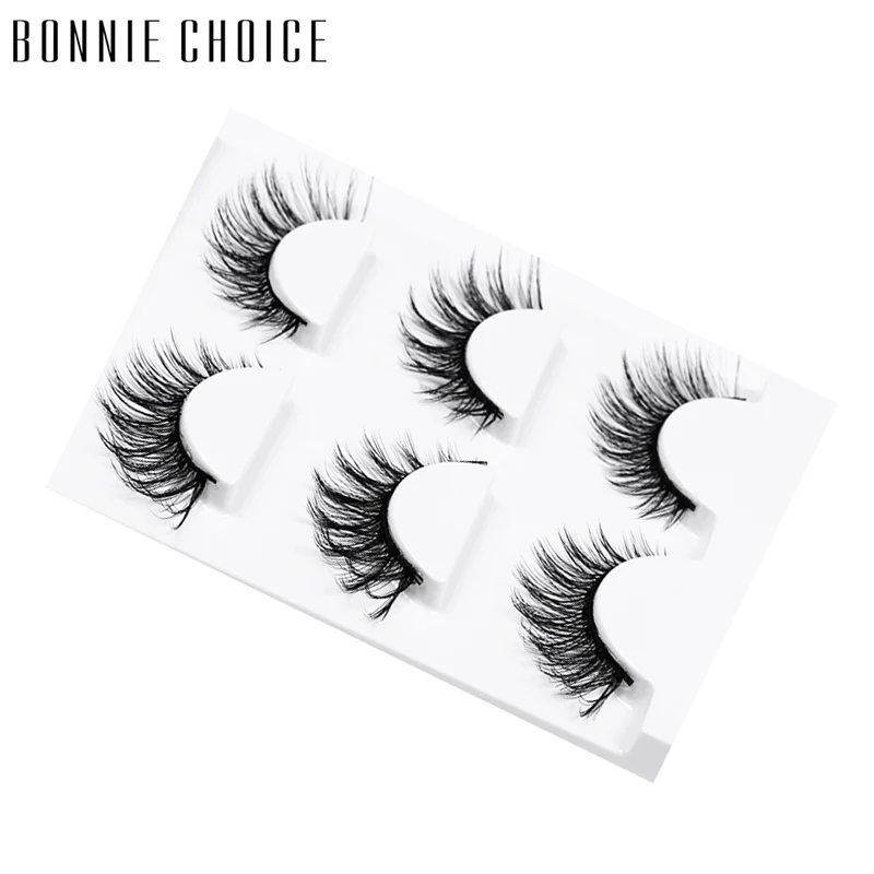 BONNIE CHOICE 3 пары накладных норковых ресниц натуральные густые длинные ресницы
