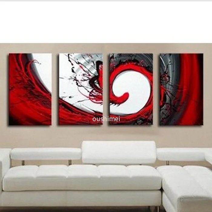 Handmade 4 Piece Black White Red Abstract Wall Art Oil Painting On Canvas Large Pictures For Home Decor Unique Gift Fee Shipping
Handmade 4 Piece Black White Red Abstract Wall Art Oil Painting On Canvas Large Pictures For Home Decor Unique Gift Fee Shipping