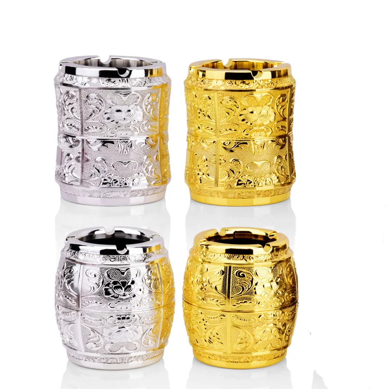 Exquisite luxury gold silver gold ashtray European royal embossed flower desktop decorative metal ashtray
Exquisite luxury gold silver gold ashtray European royal embossed flower desktop decorative metal ashtray