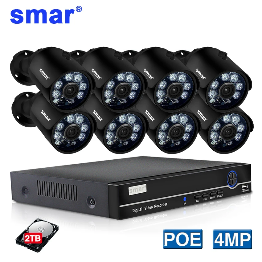 8CH HDMI POE NVR комплект CCTV система безопасности 4MP ИК наружная видео запись IP камера P2P