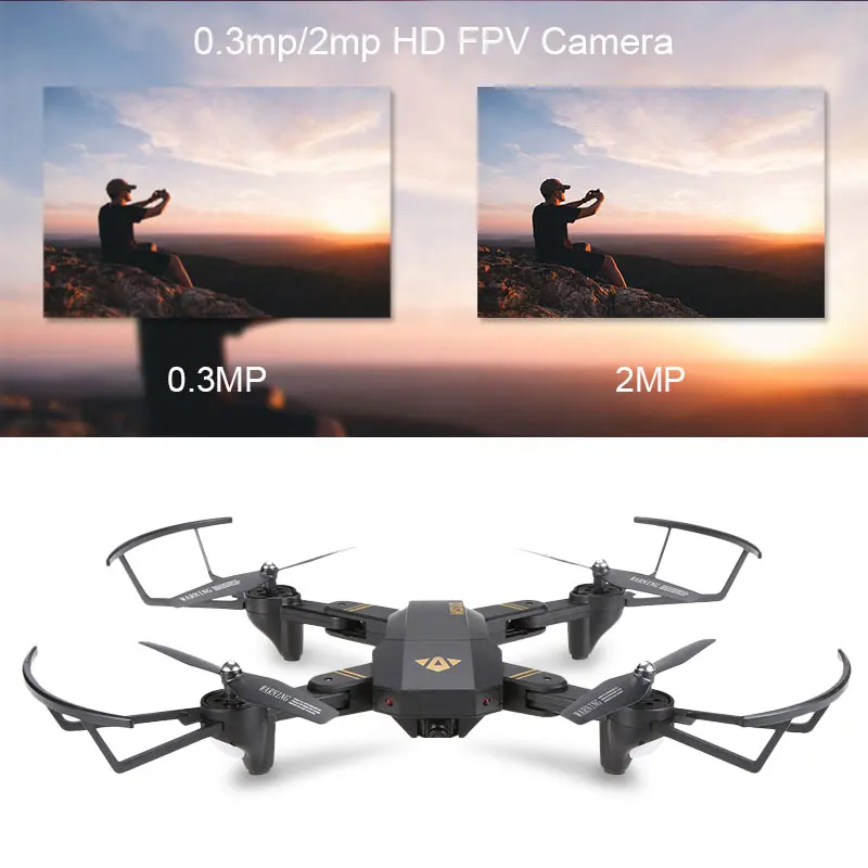 Квадрокоптер Visuo XS809W XS809HW складной мини Дрон для селфи с Wi Fi FPV камера 0.3 Мп/2 МП