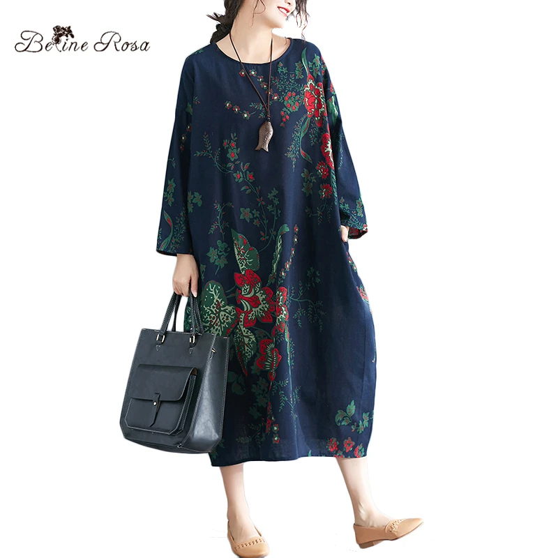 BelineRosa 2019 Women's Plus Size Dresses Spring Style Vintage Floral Printing Cotton Linen Big Size Dress Female BSDM0080
BelineRosa 2019 Women's Plus Size Dresses Spring Style Vintage Floral Printing Cotton Linen Big Size Dress Female BSDM0080