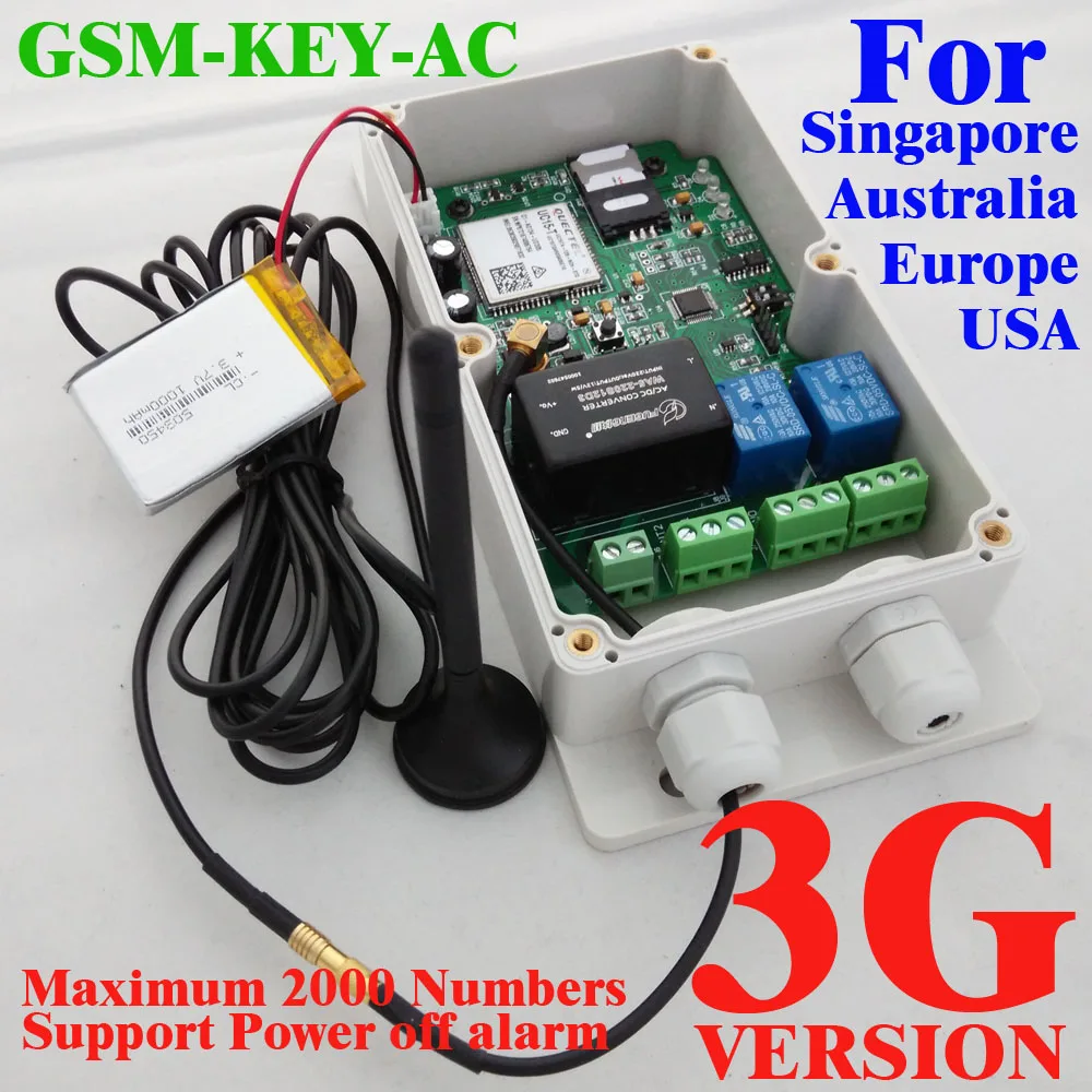 3G версия, GSM-KEY-AC2000, хороший дизайн, 3G и GSM ворот, два выхода реле, два входа сигнализации для Австралии, США, Сингапура
3G версия, GSM-KEY-AC2000, хороший дизайн, 3G и GSM ворот, два выхода реле, два входа сигнализации для Австралии, США, Сингапура