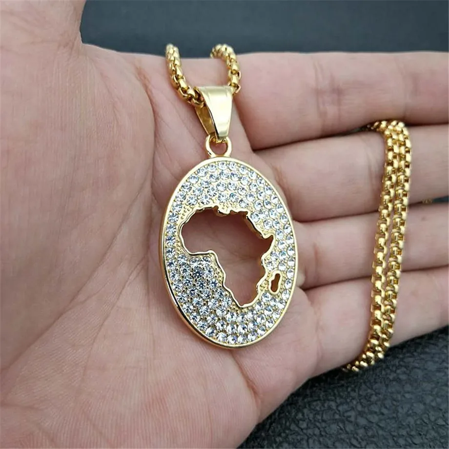Men Women African Map Pendant Hip Hop Jewelry Iced Out Bling Bling Rhinestone Gold Color Africa Pendant Necklace Chain XL1299
Men Women African Map Pendant Hip Hop Jewelry Iced Out Bling Bling Rhinestone Gold Color Africa Pendant Necklace Chain XL1299