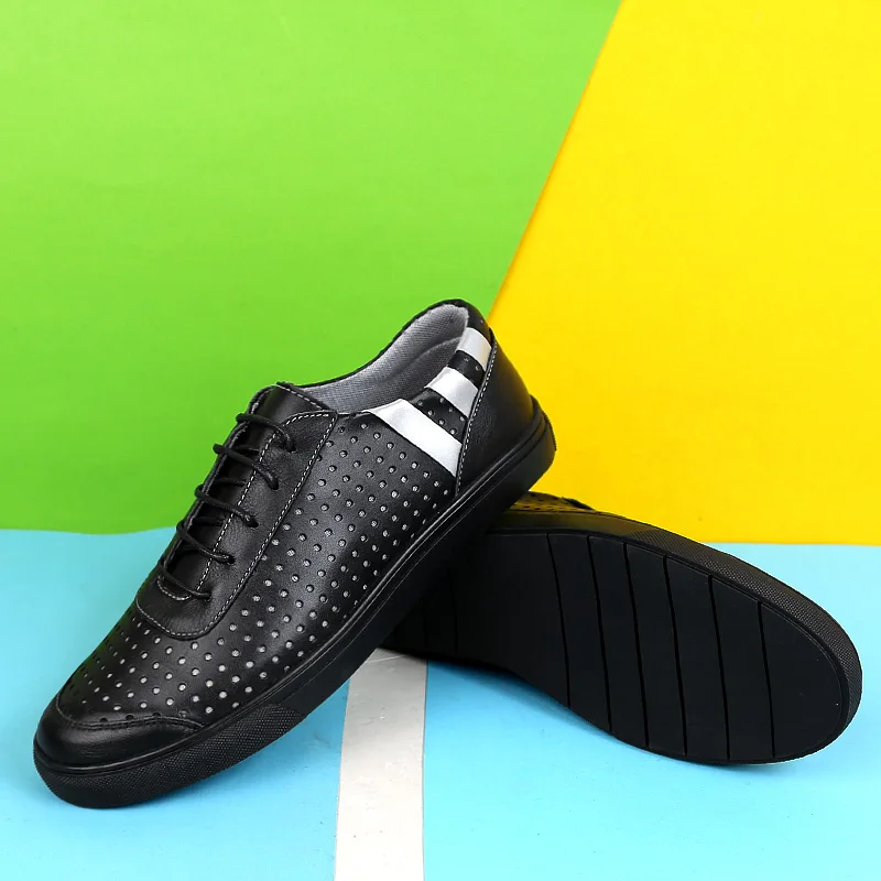 Shoes Men Hollow Out Breathable Hole Shoes Lace-Up Black Sneakers Genuine Leather Skateboarding Shoes Mens Trainers Plus Size 47
Shoes Men Hollow Out Breathable Hole Shoes Lace-Up Black Sneakers Genuine Leather Skateboarding Shoes Mens Trainers Plus Size 47