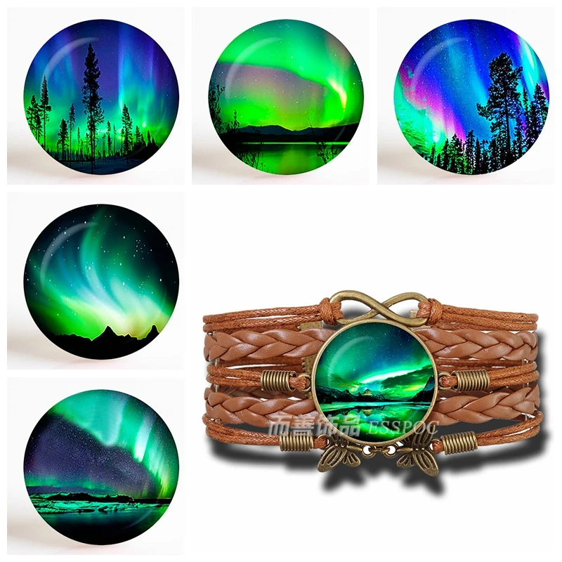 Green Natural Northern Lights Glass Cabochon Dome Handmade Jewelry Multilayer Braided Leather Bracelet Fashion Accessories Gift
Green Natural Northern Lights Glass Cabochon Dome Handmade Jewelry Multilayer Braided Leather Bracelet Fashion Accessories Gift