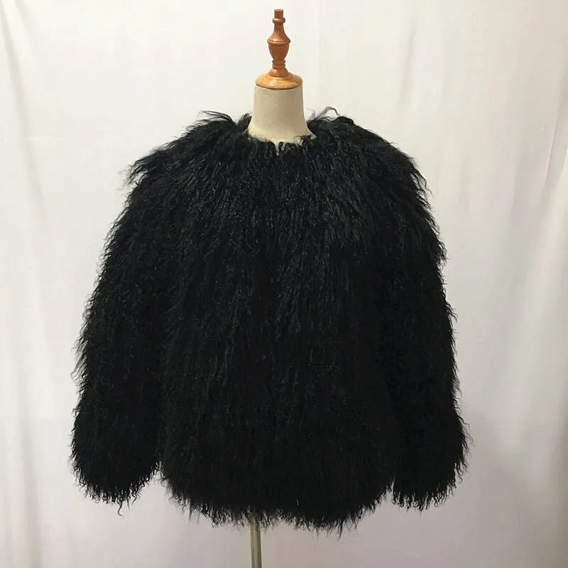 Пальто женское шерстяное средней и большой длины пальто из меха монгольской овцы