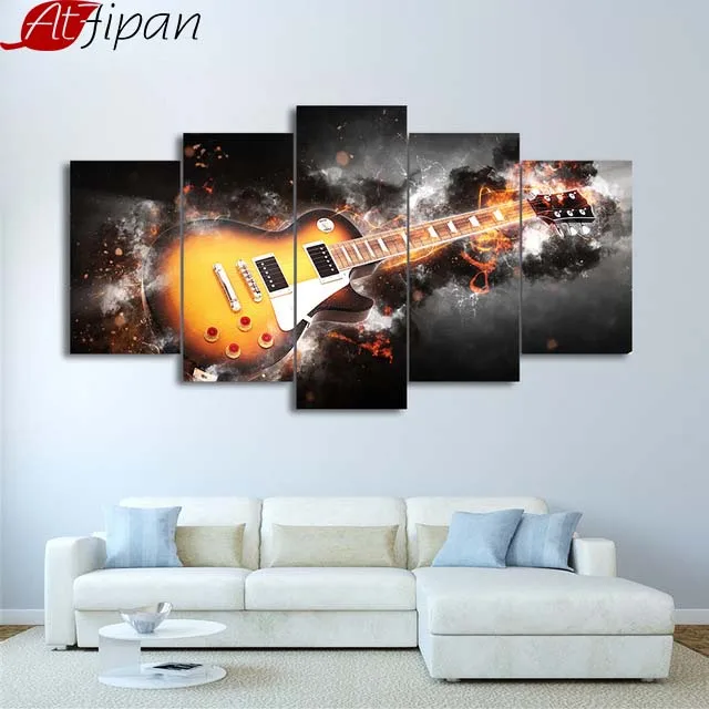 Modern Canvas Painting Frame HD Print Wall Art Pictures 5 Pieces Abstract Flame Musical Instrument Guitar Poster Room Home Decor
Modern Canvas Painting Frame HD Print Wall Art Pictures 5 Pieces Abstract Flame Musical Instrument Guitar Poster Room Home Decor