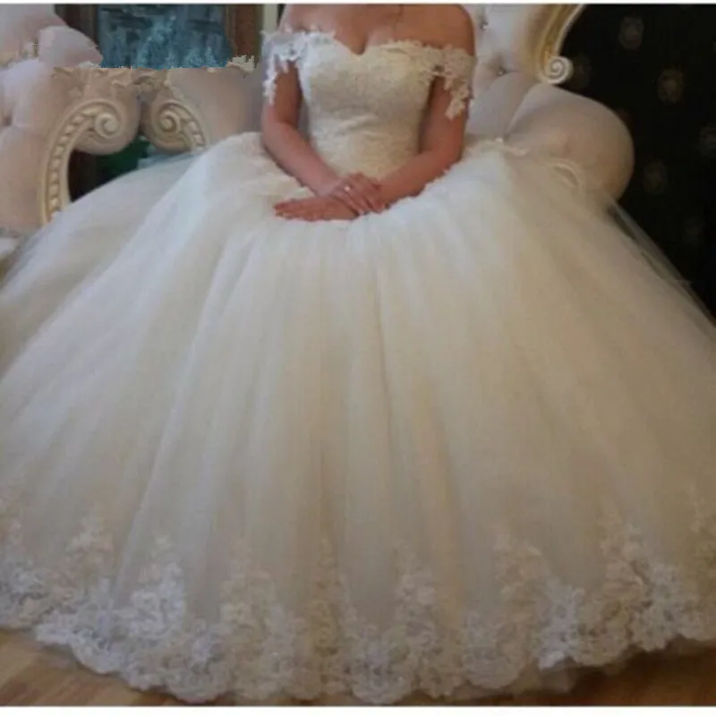 Custom 2016 New Lace Ball Gown Wedding Dress Off the Shoulder Bridal Gown robe de mariage Off the Shoulder Vestido de noiva
