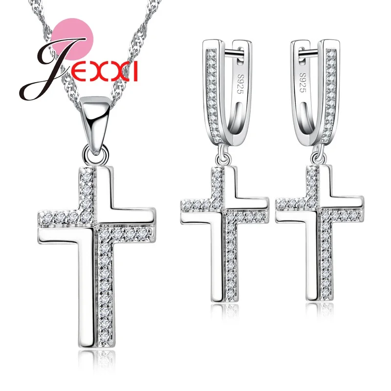Classic Fine Cross Design 925 Sterling Silver Needle Crystal Jewelry Set For Women Earrings And Necklace Pendent For Women
Classic Fine Cross Design 925 Sterling Silver Needle Crystal Jewelry Set For Women Earrings And Necklace Pendent For Women