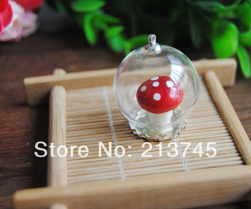 

Freeshipping Nice 30*20mm Glass globe & silver lace base& 6mm cap Set DIY glass bottle vial pendant DIY glass cover