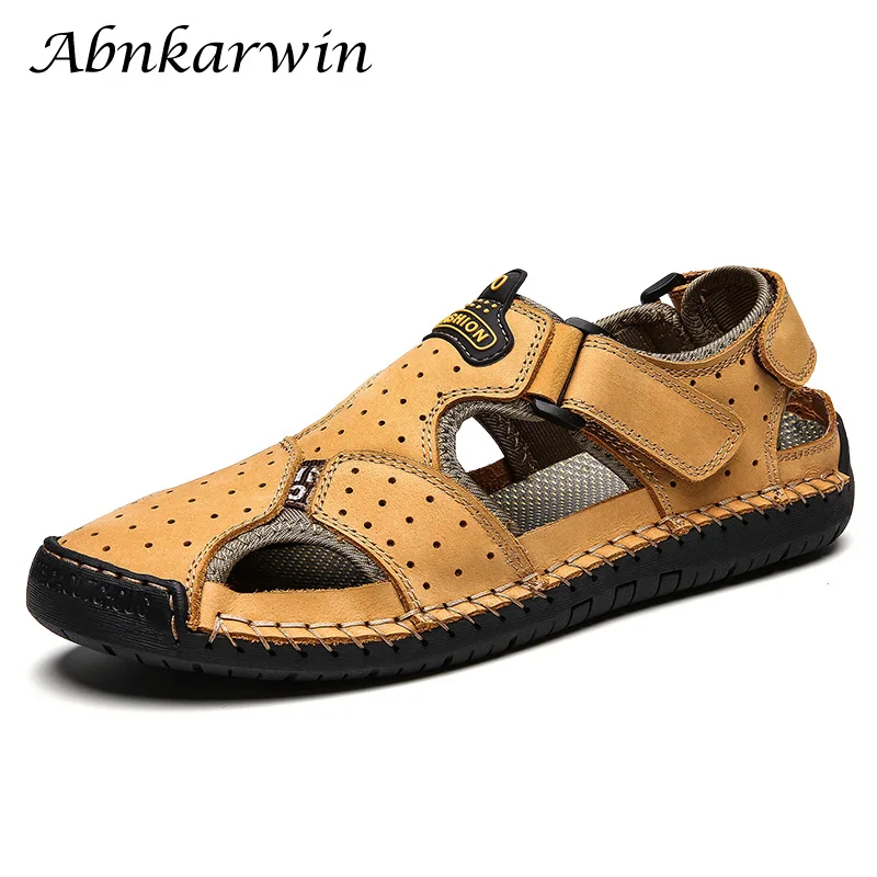 Сандалии мужские Abnkarwin, из натуральной кожи, дышащие, без шнуровки, с застежкой-липучкой, большого размера 48, для улицы, для лета, 2019
Сандалии мужские Abnkarwin, из натуральной кожи, дышащие, без шнуровки, с застежкой-липучкой, большого размера 48, для улицы, для лета, 2019
