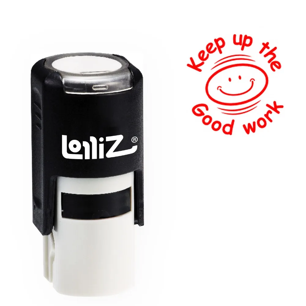 LolliZ Round Self-Inking Stamp, "Keep up the Good work" Text W/ Smiling Boy Image, Teacher Stamp W/Lid, RED
LolliZ Round Self-Inking Stamp, "Keep up the Good work" Text W/ Smiling Boy Image, Teacher Stamp W/Lid, RED