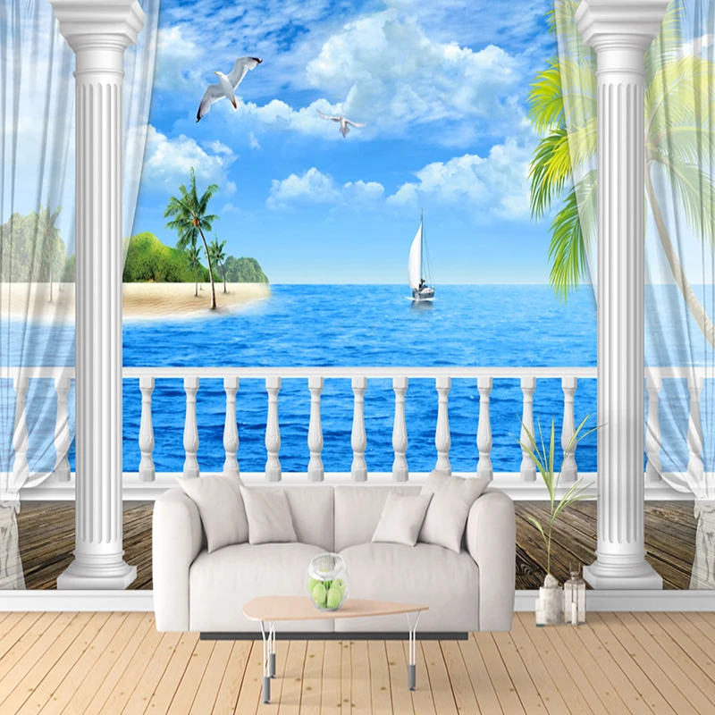 Custom Mural Wallpaper Painting 3D HD Sea View Balcony Roman Column Modern Living Room Sofa TV Background Wall Photo Wallpaper
Custom Mural Wallpaper Painting 3D HD Sea View Balcony Roman Column Modern Living Room Sofa TV Background Wall Photo Wallpaper
