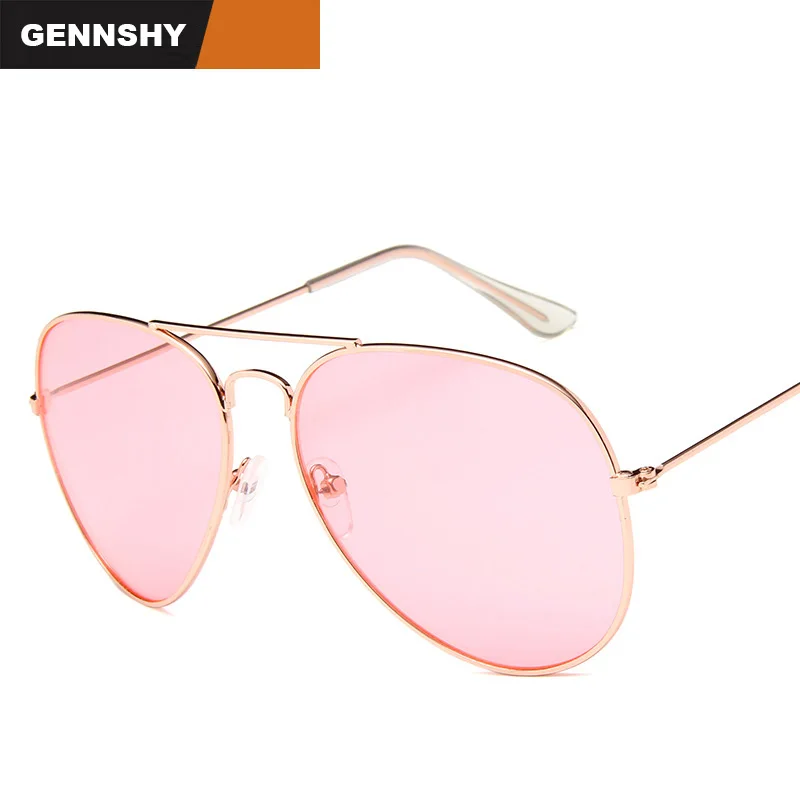 

2018 Fashion Metal Pilot Sunglasses Women Unisex Vintage Brand Design Gold Frame Transparent Pink Yellow Ocean Lenses Traveling