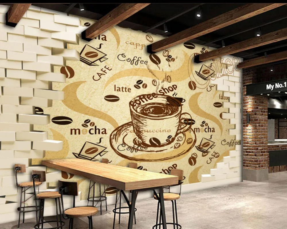 Free Shipping 3D Retro Vintage Cafe Restaurant Background Wall Painting Custom Hotel Wallpaper Kitchen Cheap Mural Best Supplier |