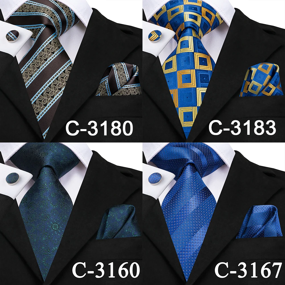 Hi Tie новый формальный мужской темно синий галстук в клетку шелковый для банкета