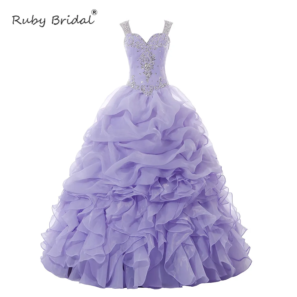 Фото Рубиновые Свадебные Новый Черпак без рукавов Quinceanera платья фиолетовое платье