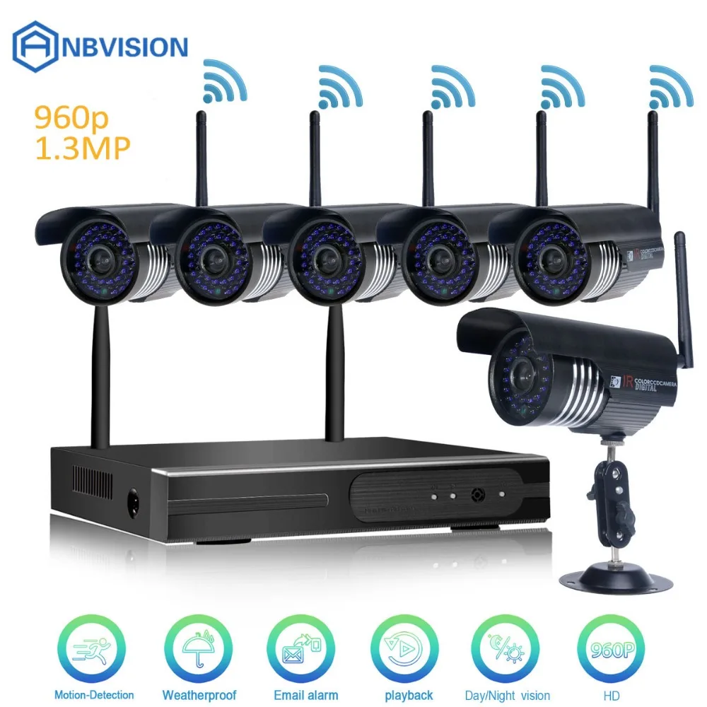 Anbvision 8CH 1080 P Беспроводная сеть NVR Wi Fi 6 шт. 960 p 1.3MP Пуля IP камера CCTV P2P комплект