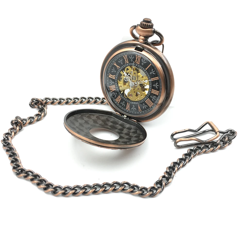 Classic Steampunk Copper Tone Hollow Case Hand Wind Mechanical Style Roman Number DiallMens Pocket Watch Half Hunter Watch Gift
Classic Steampunk Copper Tone Hollow Case Hand Wind Mechanical Style Roman Number DiallMens Pocket Watch Half Hunter Watch Gift