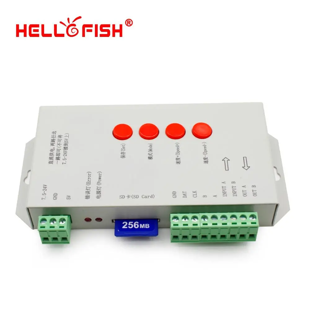 Светодиодный пиксельный контроллер Hello Fish высококачественный T-1000S с SD-картой 128 м
