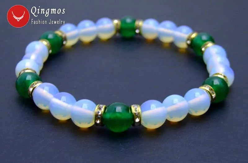 Qingmos Trendy Opal Bracelets for Women with 8mm Blue Round Opal and 8mm Round Green Jades 8'' Bracelet Fine Jewelry-Bra322
Qingmos Trendy Opal Bracelets for Women with 8mm Blue Round Opal and 8mm Round Green Jades 8'' Bracelet Fine Jewelry-Bra322