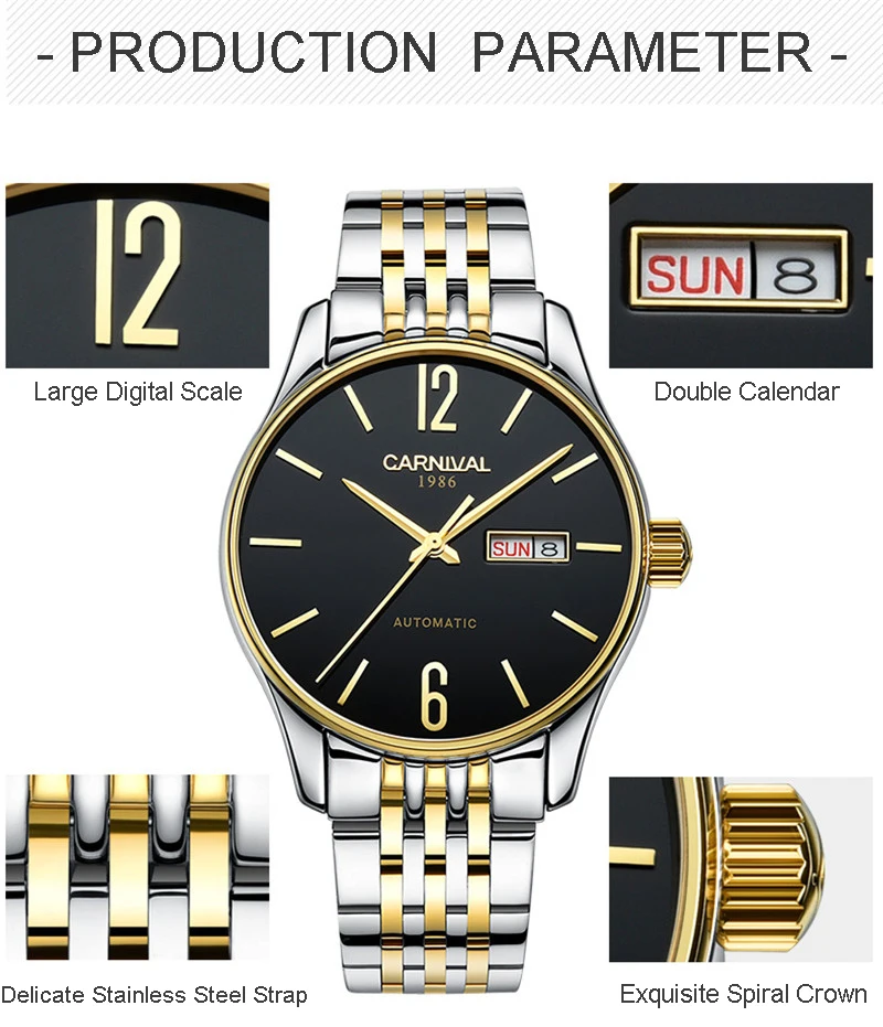 2019 Waterproof 30M Steel Fashion Sports Watches Pilot series Luxury Brand Date Men's Automatic Mechanical Watch Clock saat
