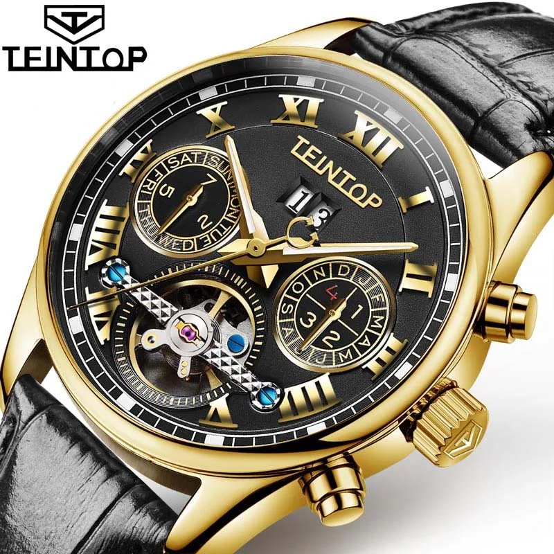 TEINTOP Men's Watches Top Brand Luxury Tourbillon Sapphire Luminous Multiple Functions Mechanical Wristwatches Relogio Masculino
TEINTOP Men's Watches Top Brand Luxury Tourbillon Sapphire Luminous Multiple Functions Mechanical Wristwatches Relogio Masculino