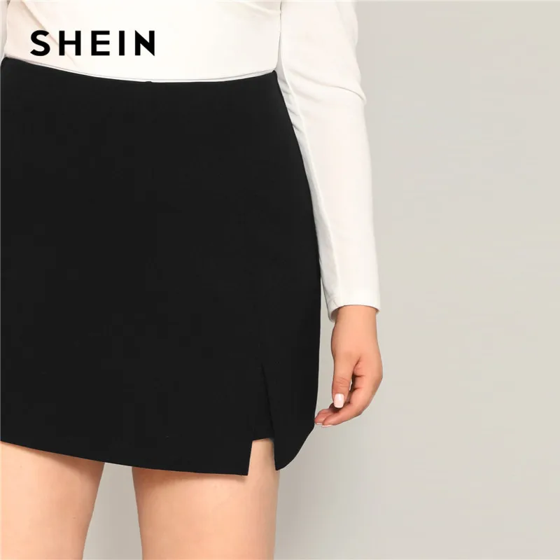 SHEIN Black Casual Split Detail Women Plus Size Shorts Skirts 2019 Summer Zipper Back Mid Waist Shorts
SHEIN Black Casual Split Detail Women Plus Size Shorts Skirts 2019 Summer Zipper Back Mid Waist Shorts